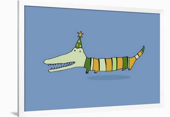 Stripy Crocodile-Carla Martell-Framed Giclee Print