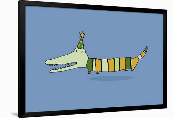 Stripy Crocodile-Carla Martell-Framed Giclee Print