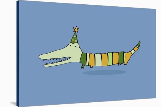 Stripy Crocodile-Carla Martell-Stretched Canvas