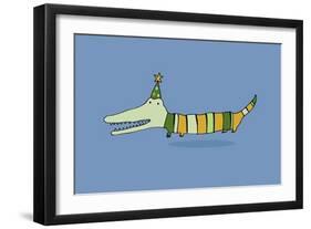 Stripy Crocodile-Carla Martell-Framed Giclee Print