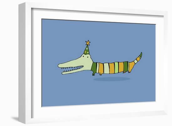 Stripy Crocodile-Carla Martell-Framed Giclee Print