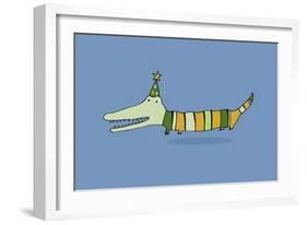 Stripy Crocodile-Carla Martell-Framed Giclee Print