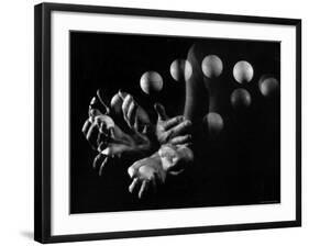 Stroboscopic Image of Hands of Juggler Stan Cavenaugh Juggling Balls-Gjon Mili-Framed Photographic Print