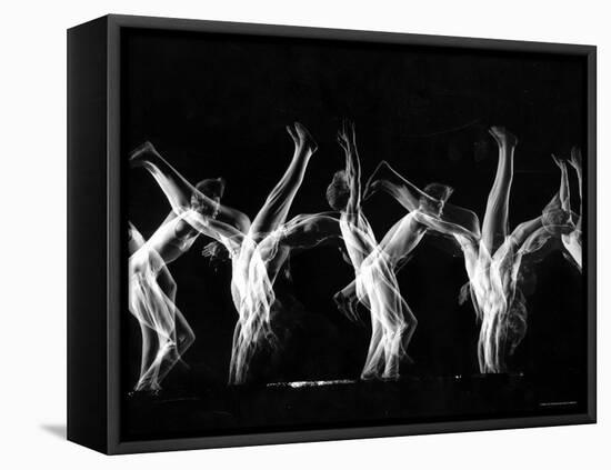 Stroboscopic Image of Tumbling Sequence Performed by Danish Men's Gymnastics Team-Gjon Mili-Framed Stretched Canvas