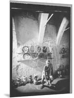 Stroboscopic Photograph of Pablo Picasso "Drawing" with Light-null-Mounted Photographic Print