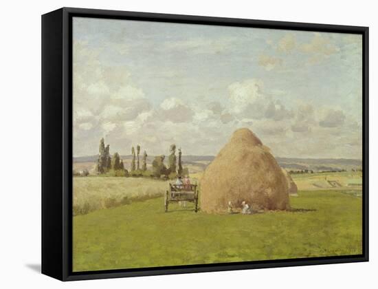 Strohhaufen in Pontoise, 1873-Camille Pissarro-Framed Stretched Canvas