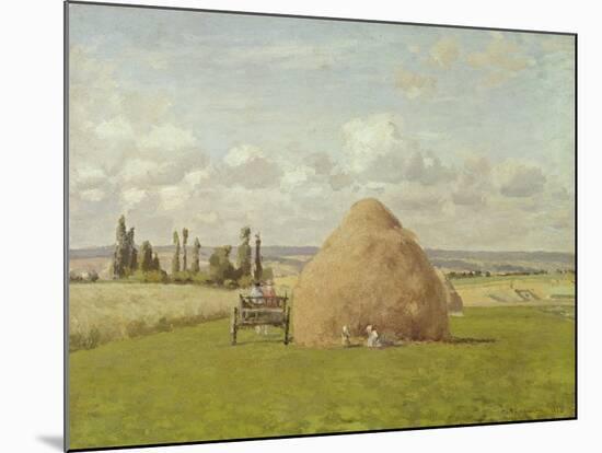 Strohhaufen in Pontoise, 1873-Camille Pissarro-Mounted Giclee Print