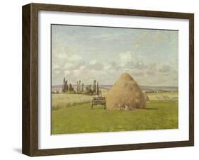 Strohhaufen in Pontoise, 1873-Camille Pissarro-Framed Giclee Print