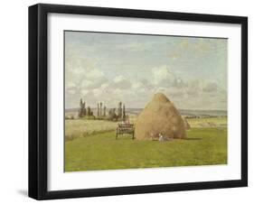 Strohhaufen in Pontoise, 1873-Camille Pissarro-Framed Giclee Print