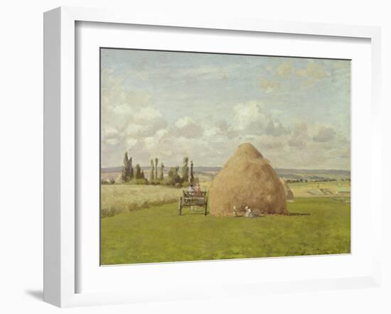 Strohhaufen in Pontoise, 1873-Camille Pissarro-Framed Giclee Print