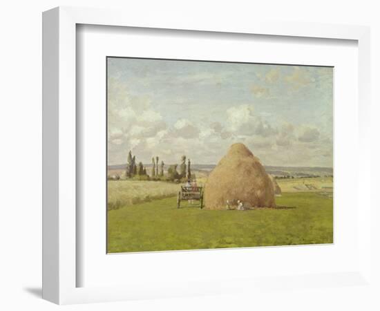 Strohhaufen in Pontoise, 1873-Camille Pissarro-Framed Giclee Print