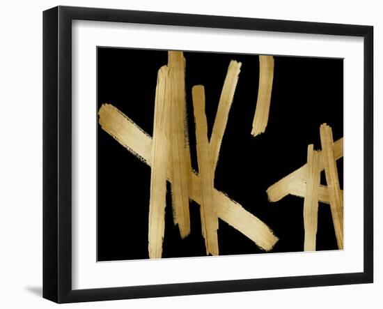 Strokes Gold on Black-Ellie Roberts-Framed Art Print