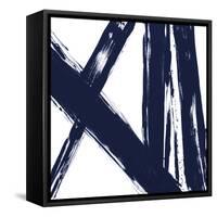 Strokes in Navy II-Megan Morris-Framed Stretched Canvas