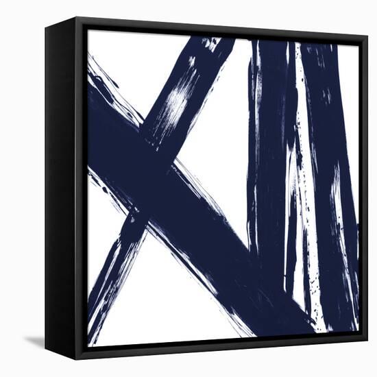 Strokes in Navy II-Megan Morris-Framed Stretched Canvas