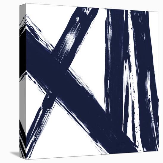 Strokes in Navy II-Megan Morris-Stretched Canvas