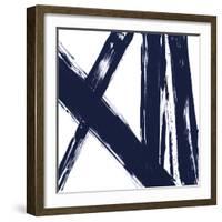 Strokes in Navy II-Megan Morris-Framed Art Print