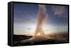 Strokkur Geyser at Sunrise-Paul Souders-Framed Stretched Canvas