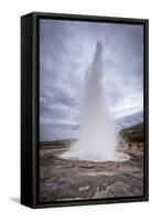 Strokkur Geyser, Golden Circle Tour, Iceland, Polar Regions-Michael-Framed Stretched Canvas