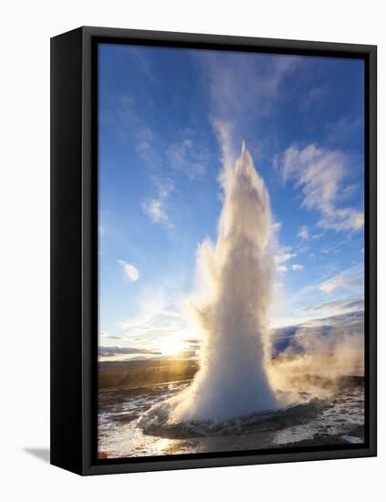 Strokkur (the Churn), Geysir, Golden Circle, Iceland-Peter Adams-Framed Stretched Canvas