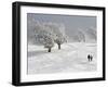 Strollers Passing Snow Covered Trees on the Mountain Schauinsland in the Black Forest , Germany-null-Framed Photographic Print