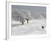 Strollers Passing Snow Covered Trees on the Mountain Schauinsland in the Black Forest , Germany-null-Framed Photographic Print