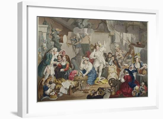 Strolling Actresses Dressing in a Barn, Illustration from 'Hogarth Restored: the Whole Works of…-William Hogarth-Framed Giclee Print