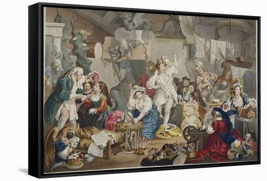 Strolling Actresses Dressing in a Barn, Illustration from 'Hogarth Restored: the Whole Works of…-William Hogarth-Framed Stretched Canvas