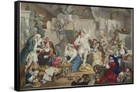 Strolling Actresses Dressing in a Barn, Illustration from 'Hogarth Restored: the Whole Works of…-William Hogarth-Framed Stretched Canvas
