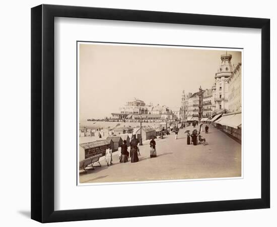 Strolling Along the Promenade at Ostende with Umbrellas - to Protect Them from the Sun-null-Framed Photographic Print