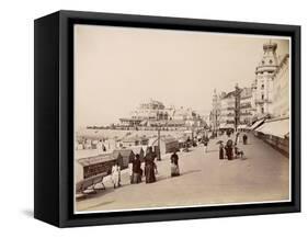 Strolling Along the Promenade at Ostende with Umbrellas - to Protect Them from the Sun-null-Framed Stretched Canvas