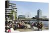 Strolling at the Kaiserkai, Local Recreation, Hafencity, Hamburg, Germany, Europe-Axel Schmies-Stretched Canvas