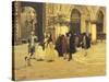 Strolling in the Square in Venice, 1884-Giacomo Favretto-Stretched Canvas