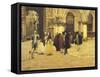 Strolling in the Square in Venice, 1884-Giacomo Favretto-Framed Stretched Canvas