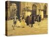 Strolling in the Square in Venice, 1884-Giacomo Favretto-Stretched Canvas