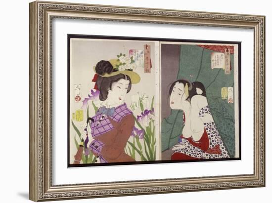 Strolling: the Appearance of an Upper-Class Wife of the Meiji Era and Itchy-Tsukioka Kinzaburo Yoshitoshi-Framed Giclee Print