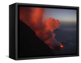 Stromboli Eruption, Sea Entry, Aeolian Islands, North of Sicily, Italy-null-Framed Stretched Canvas