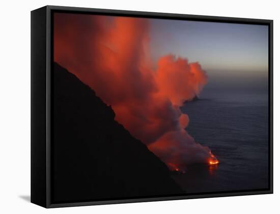 Stromboli Eruption, Sea Entry, Aeolian Islands, North of Sicily, Italy-null-Framed Stretched Canvas