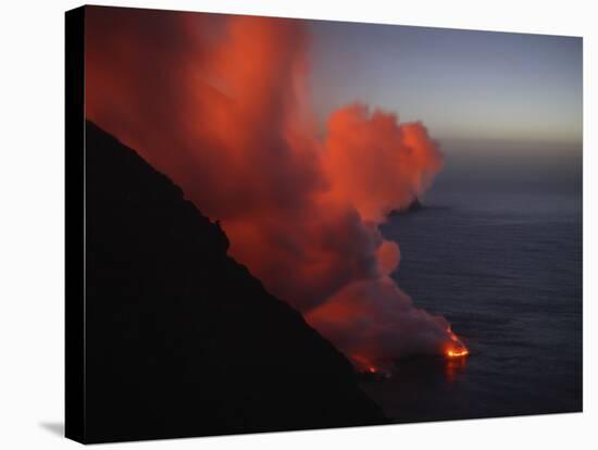 Stromboli Eruption, Sea Entry, Aeolian Islands, North of Sicily, Italy-null-Stretched Canvas