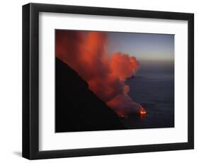 Stromboli Eruption, Sea Entry, Aeolian Islands, North of Sicily, Italy-null-Framed Photographic Print