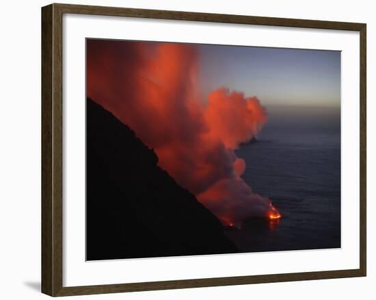 Stromboli Eruption, Sea Entry, Aeolian Islands, North of Sicily, Italy-null-Framed Photographic Print