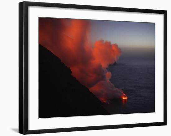 Stromboli Eruption, Sea Entry, Aeolian Islands, North of Sicily, Italy-null-Framed Photographic Print