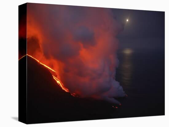 Stromboli Lava Flow, Sea Entry, Aeolian Islands, North of Sicily, Italy-null-Stretched Canvas