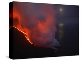 Stromboli Lava Flow, Sea Entry, Aeolian Islands, North of Sicily, Italy-null-Stretched Canvas