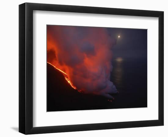 Stromboli Lava Flow, Sea Entry, Aeolian Islands, North of Sicily, Italy-null-Framed Photographic Print