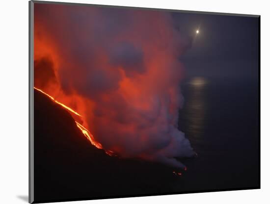 Stromboli Lava Flow, Sea Entry, Aeolian Islands, North of Sicily, Italy-null-Mounted Photographic Print