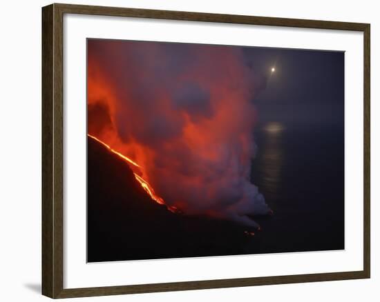 Stromboli Lava Flow, Sea Entry, Aeolian Islands, North of Sicily, Italy-null-Framed Photographic Print