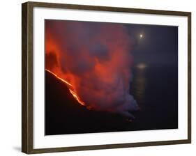 Stromboli Lava Flow, Sea Entry, Aeolian Islands, North of Sicily, Italy-null-Framed Photographic Print