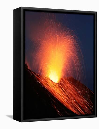 Strombolian Eruption of Stromboli Volcano, Aeolian Islands, Mediterranian Sea, Italy-Stocktrek Images-Framed Stretched Canvas