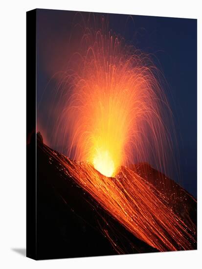 Strombolian Eruption of Stromboli Volcano, Aeolian Islands, Mediterranian Sea, Italy-Stocktrek Images-Stretched Canvas