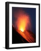 Strombolian Eruption of Stromboli Volcano, Aeolian Islands, Mediterranian Sea, Italy-Stocktrek Images-Framed Photographic Print